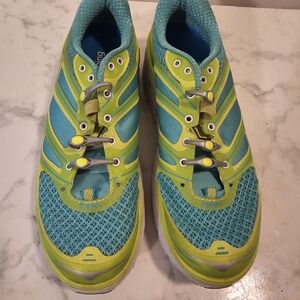 Hoka Kids Teal and Yellow Sneakers